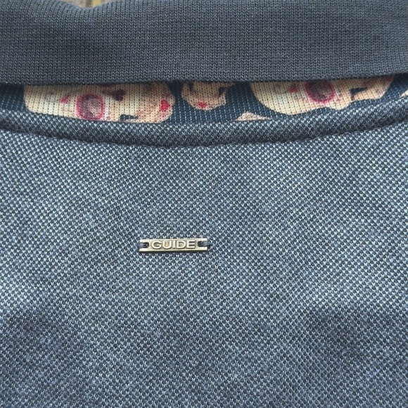 GUIDE LONDON NAVY HIDDEN SKULL PRINT INSIDE PLACKET SHORT SLEEVE POLO, size XL - Picture 7 of 10